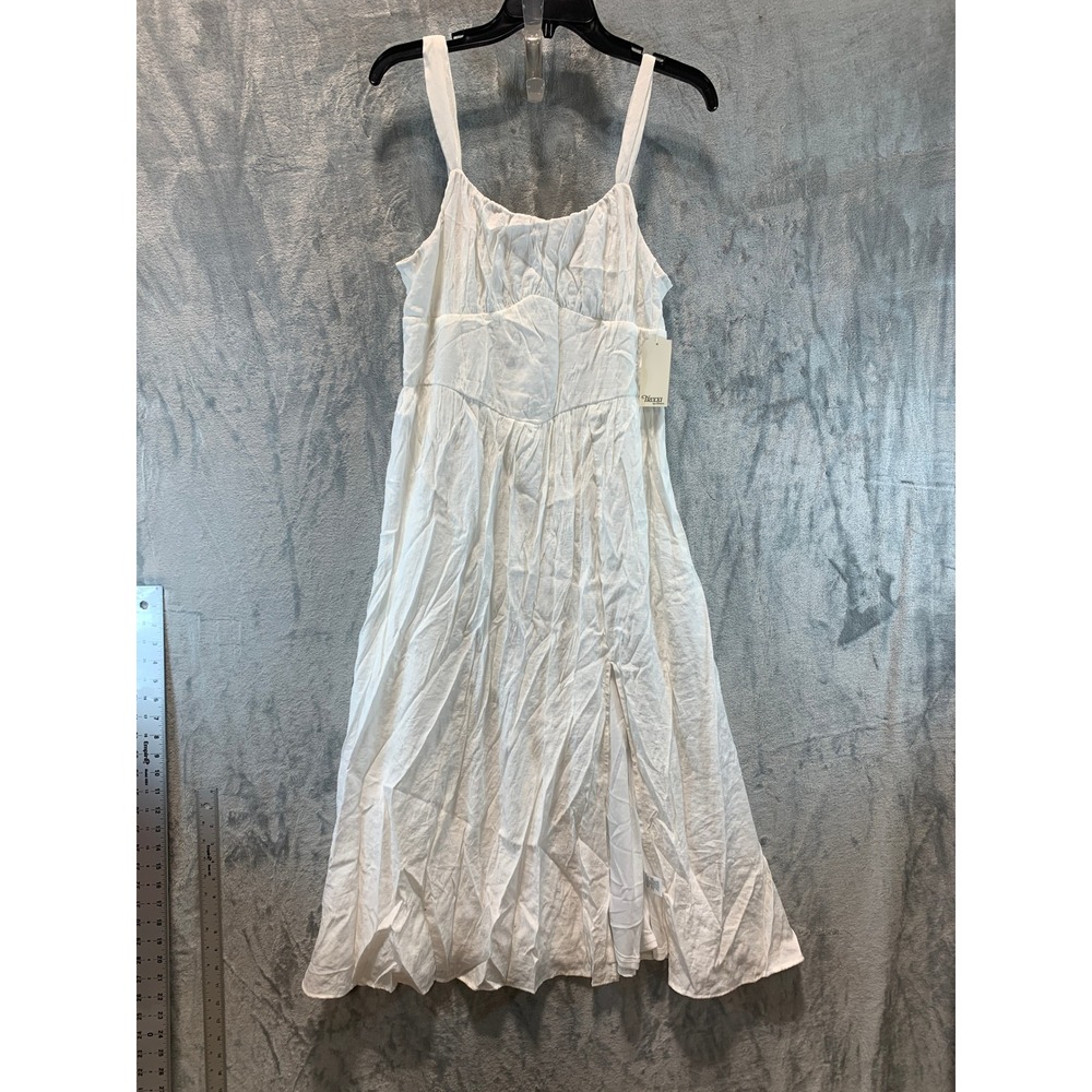 Trixxi Los Angeles Womens White Midi Sundress Side Slit 26EZ407HWI XL NEW